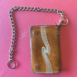 Nudie Jeans Wallet. Raw veg-tan chain wallet. Minor repairs.